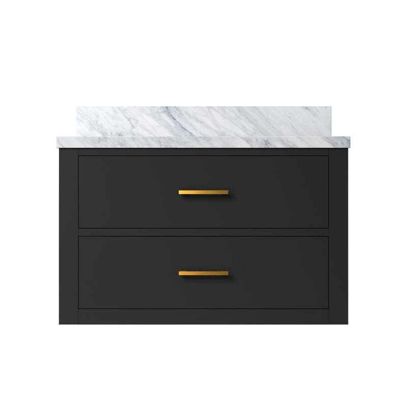Castor Bath Vanity with Carrara Marble Top and Sink - 30 inch - Black