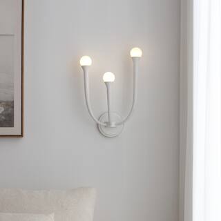 Breeze - 3-Light Matte White Wall Sconce with Opal White Glass Shades, Modern Coastal Style Wall Light - 18.25" x 11.75"