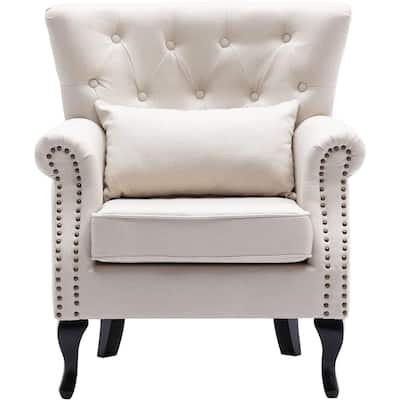 Comfy Tufted Single Sofa Chair Wingback Armchair with Pillow