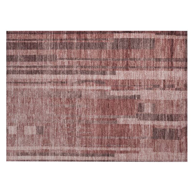 Machine Washable Indoor/ Outdoor Modern Stripes Chantille Rug