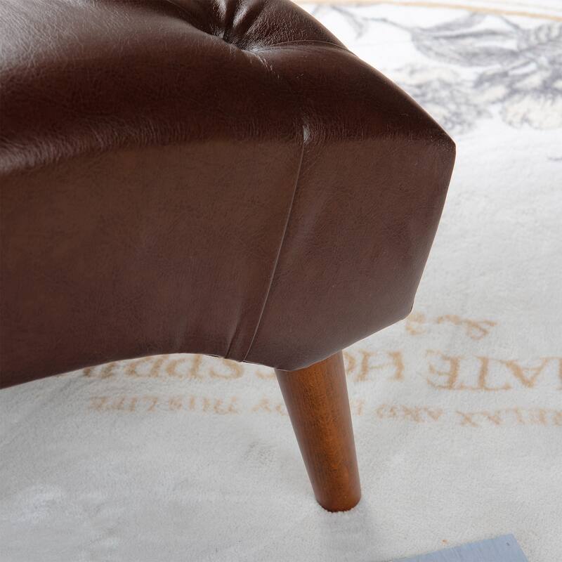 Dark Brown PU Upholstered Chaise Lounge with Classic Sled Design