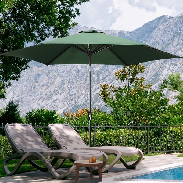 costway 10' patio umbrella Costway 10 ft. Outdoor Patio Umbrella with 32 Solar LED Lights and Weighted  Base, Sandbags in Red HCST12963