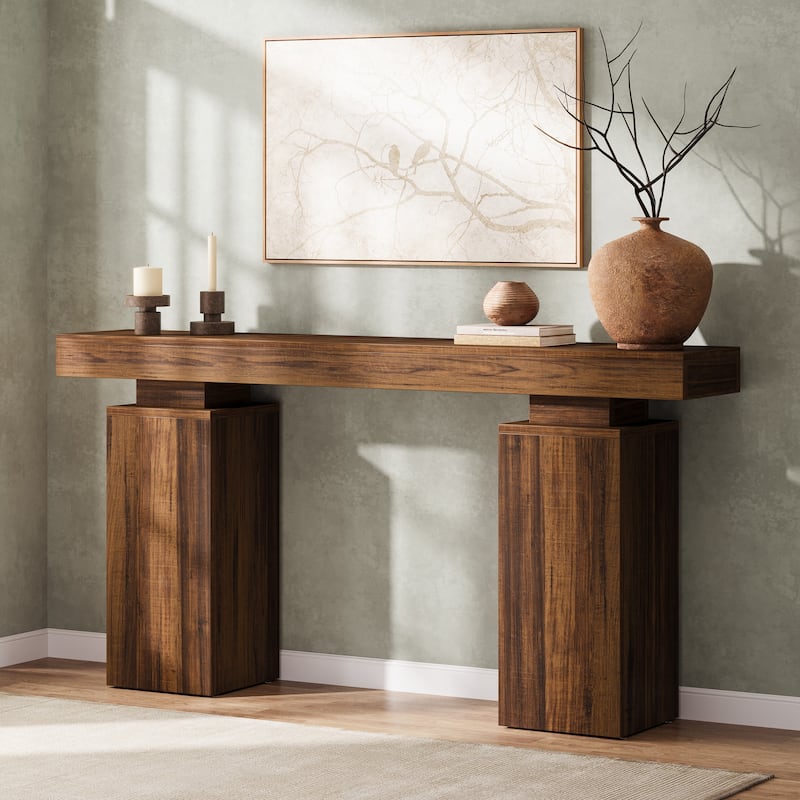 Wooden Console Table, Long Sofa & Entryway Table, Foyer Stand Entry Station for Hallway Living Room Entrance