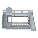 preview thumbnail 6 of 9, Full-Over-Full Bunk Bed with 2 Drawers, Castle Style Bed with 3 Storage Shelves, Storage Bed with Slide, Gray