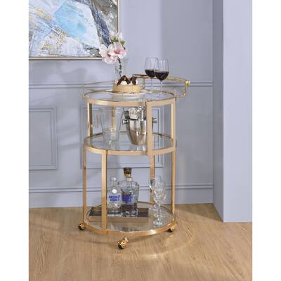 CTEX Oval Serving Cart with 3 Tier Shelf , Bar Cart with Open Compartments for Dining Room Living Room
