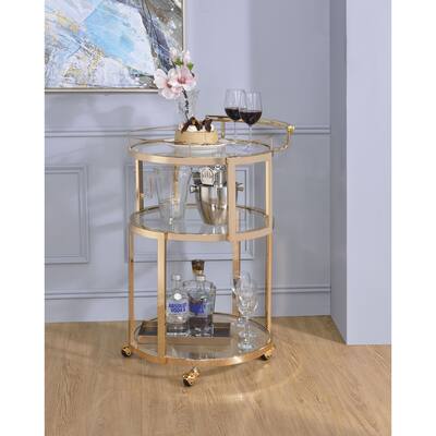 Serving Cart, Gold & Clear Glass