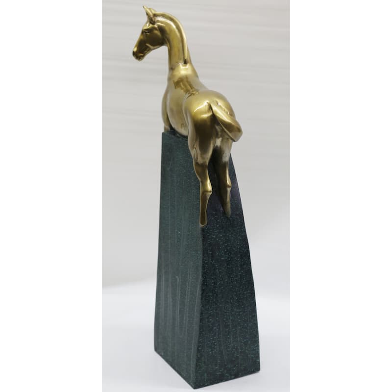Large Extra Large Green And Gold Patina Stallion Imitative Horse Bronze Sculpture Figurine