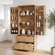 preview thumbnail 3 of 18, Modern Wooden Kitchen Pantry Cabinet with Fluted Doors 2 Drawers and Built-In Spice Racks Oak by GDFStudio