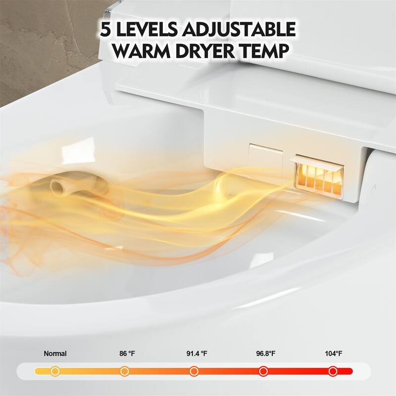 Merax Elongated Bidet Toilet with Heated Seat, Dryer and Warm Water, Remote Control - White
