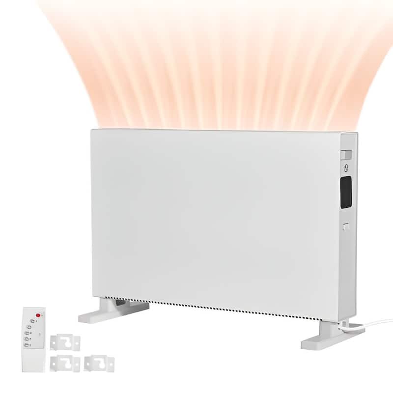 Freestanding or Wall Mounted White 1500W Electric Panel Heater for 15-20㎡ Rooms Remote and Timer - 24.41 x 9.06 x 16.93 in