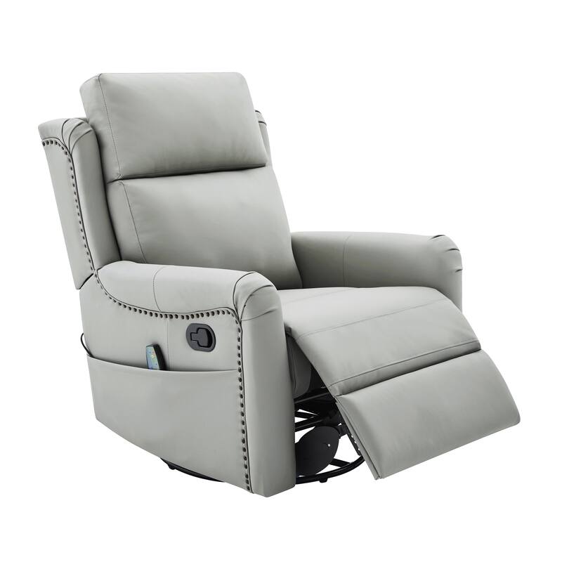 Christopher Knight Home - Modern Upholstered Swivel Recliner Chair with 8-Point Massage, Heating, and Storage Pocket