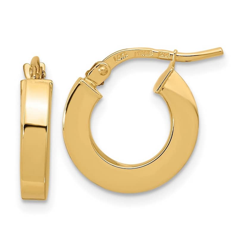 Curata 14k Yellow Gold Polished Square Tube Hoop Earrings - 15x14mm