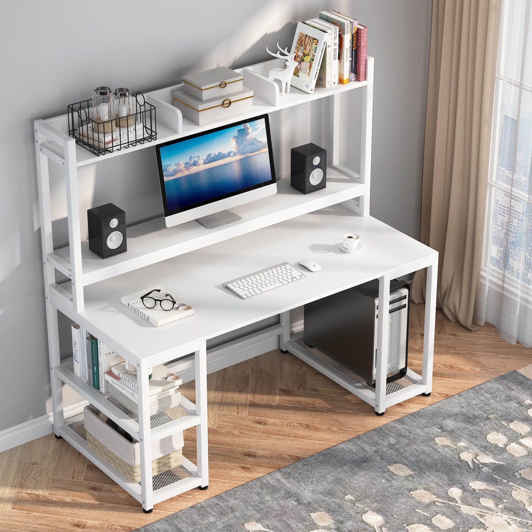 Inyo computer desk discount with hutch