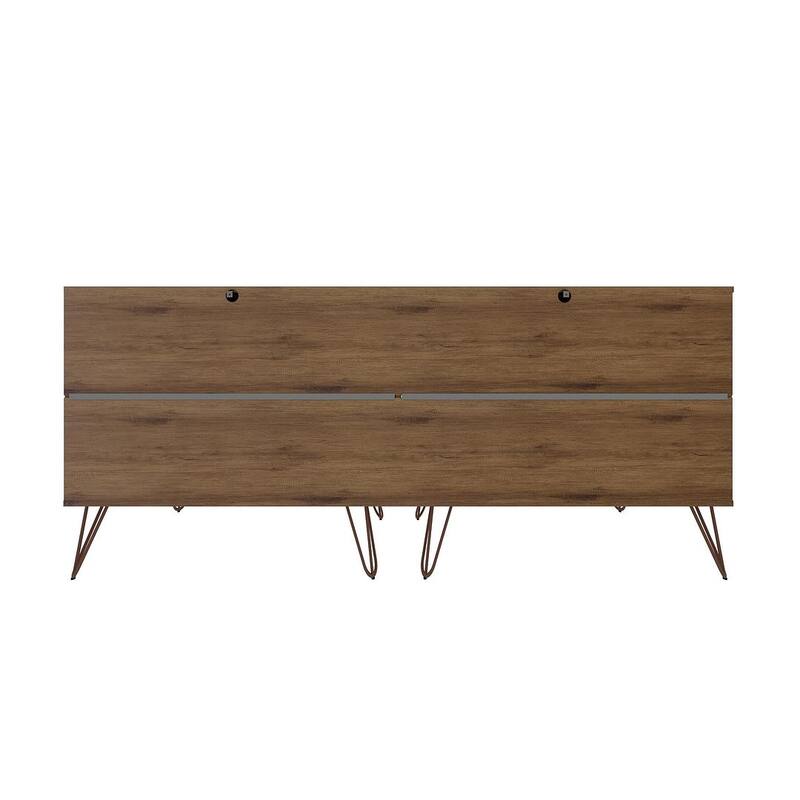 Manhattan Comfort Rockefeller 6-Drawer Double Low Dresser with Metal Legs