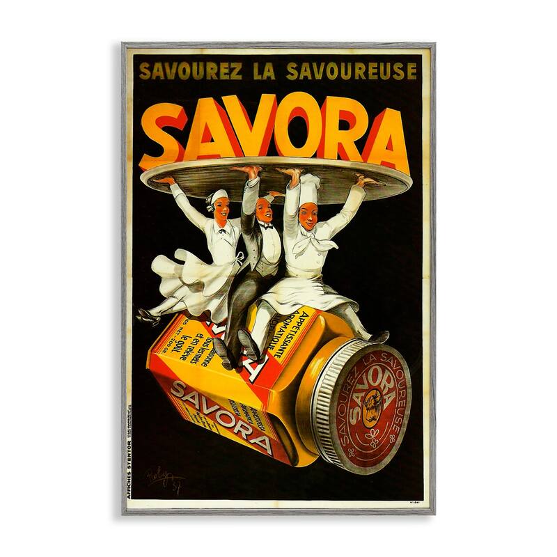 Stupell Savora Kitchen Advertisement Framed Giclee Art Design By Marcus Jules - 16 x 24 - Grey