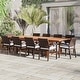 preview thumbnail 1 of 11, Amazonia Audrey 11pc FSC Wood Outdoor Patio Dining Extendable Set - 170" L x 100 W x 35" H Dark Wood Finish