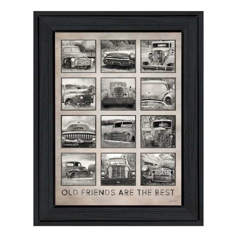 TrendyDecor4U "Old Friends(CARS) Are The Best" Framed Print Wall Art - Charcoal