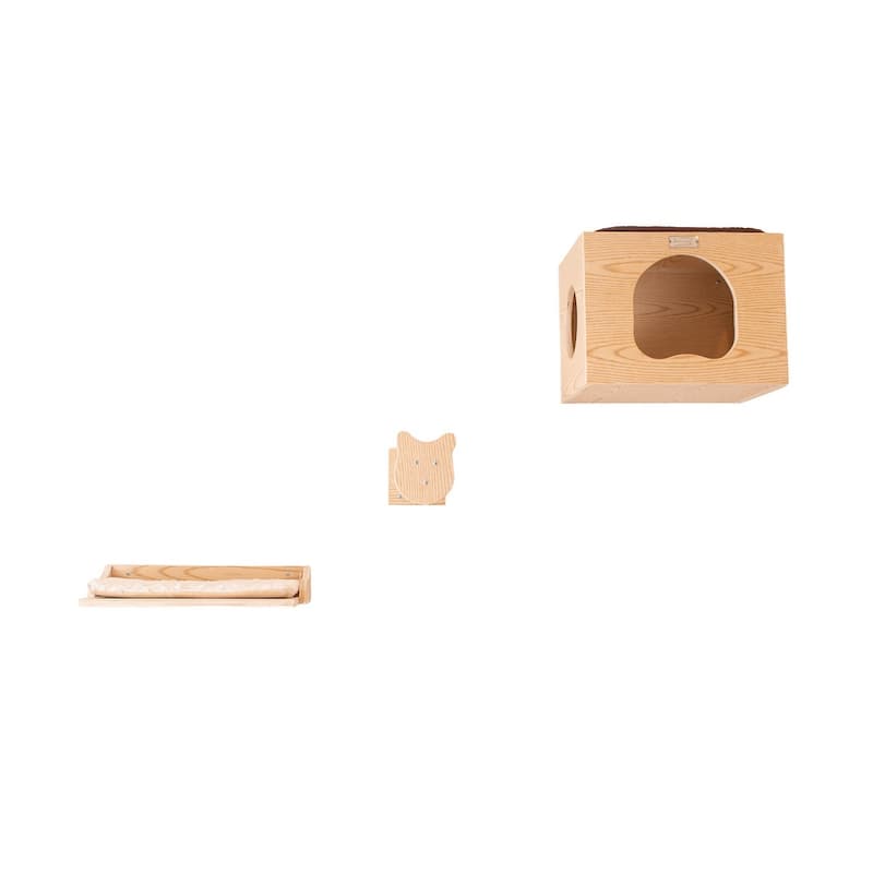 Real Wood Wall Series Tree With Condo, Perch And Stepup - Natural Beige