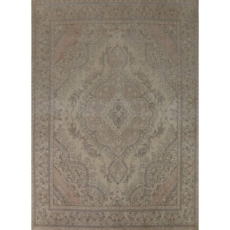 Medallion Tabriz Persian Vintage Area Rug Handmade Wool Carpet - 9'8"x 12'6"