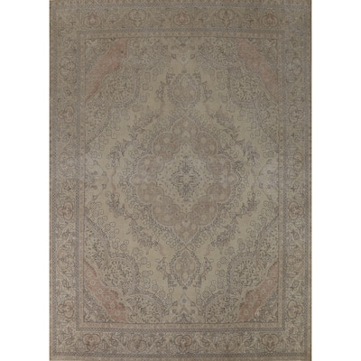 Medallion Tabriz Persian Vintage Area Rug Handmade Wool Carpet - 9'8"x 12'6"