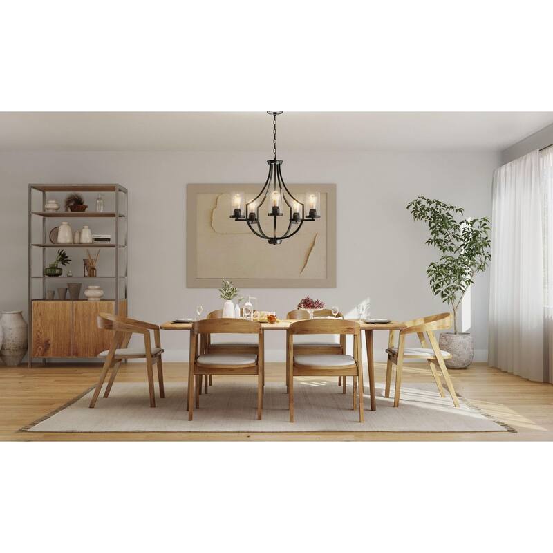 Lassiter Collection 5-Light Matte Black Clear Glass Modern Chandelier Light - 13.750" x 26.500" x 15.370"