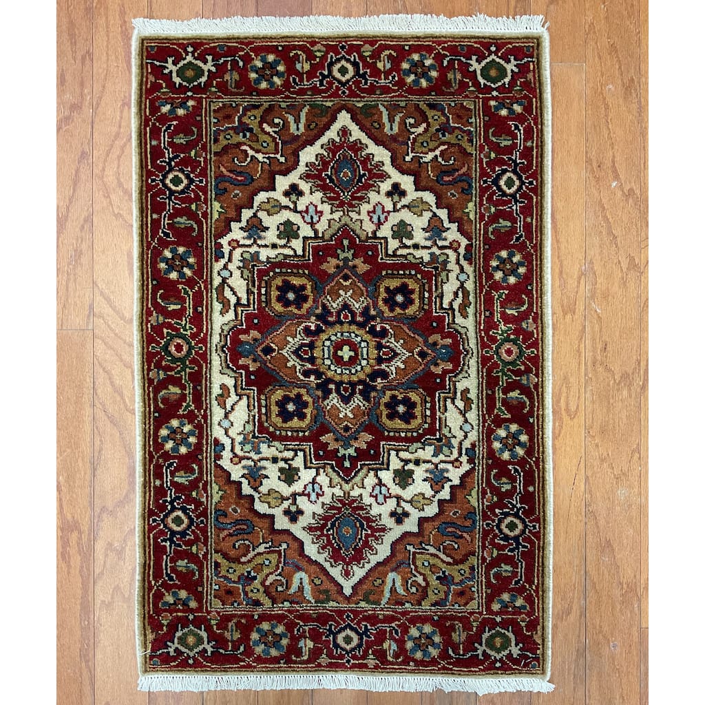 HERAT ORIENTAL Hand-knotted 2' x 3' Indo Serapi Wool Rug - 2' x 3'