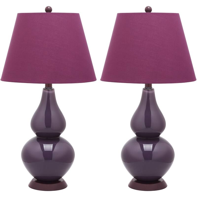 SAFAVIEH Lighting Demetria 27-inch Double Gourd White Table Lamp (Set of 2) - 14"x14"x26" - 14Wx14Dx26H