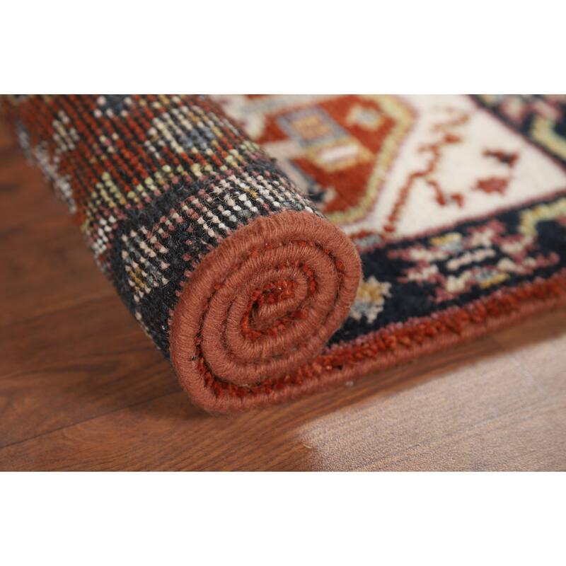 Geometric Kazak Accent Rug Hand-Knotted Wool Carpet - 2'0" x 3'0"