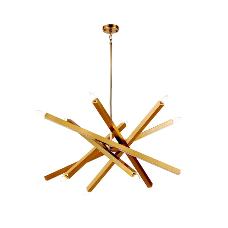 Sleek Viper Nordic Gold Sputnik 12 Light Modern Barre Chandelier