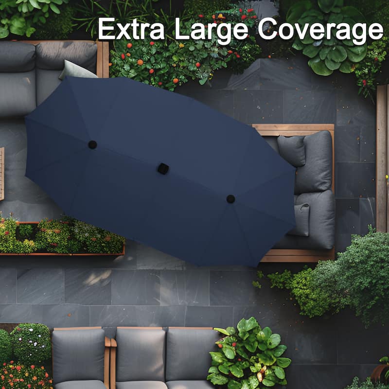 Autlaycil 13ft Extra Large Patio Umbrella with Solar Lights(Without Base)