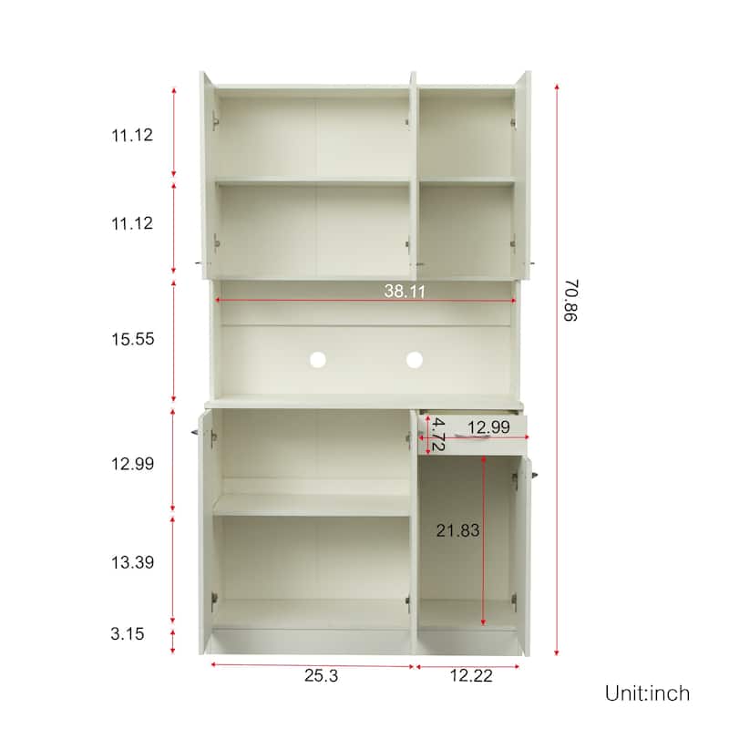 Modern Freestanding Kitchen Pantry Kitchen Cabinet with 6 Doors and 1 Drawer