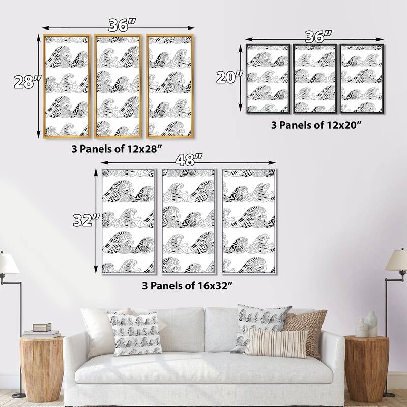 Designart "Abstract Weaves Pattern In Black And White II" Modern Framed