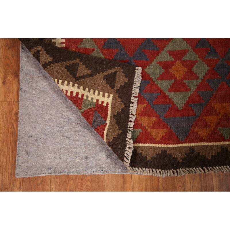 Geometric Kilim Oriental Area Rug Hand-woven Wool Foyer Carpet - 3'3" x 4'11"