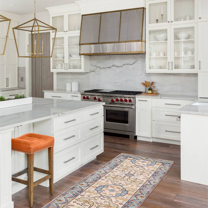 ECARPETGALLERY Hand-knotted Royal Oushak Cream Wool Rug - 2'7 x 7'10