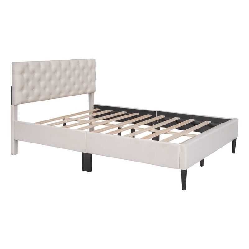 Merax Upholstered Linen Platform Bed, 3 colors