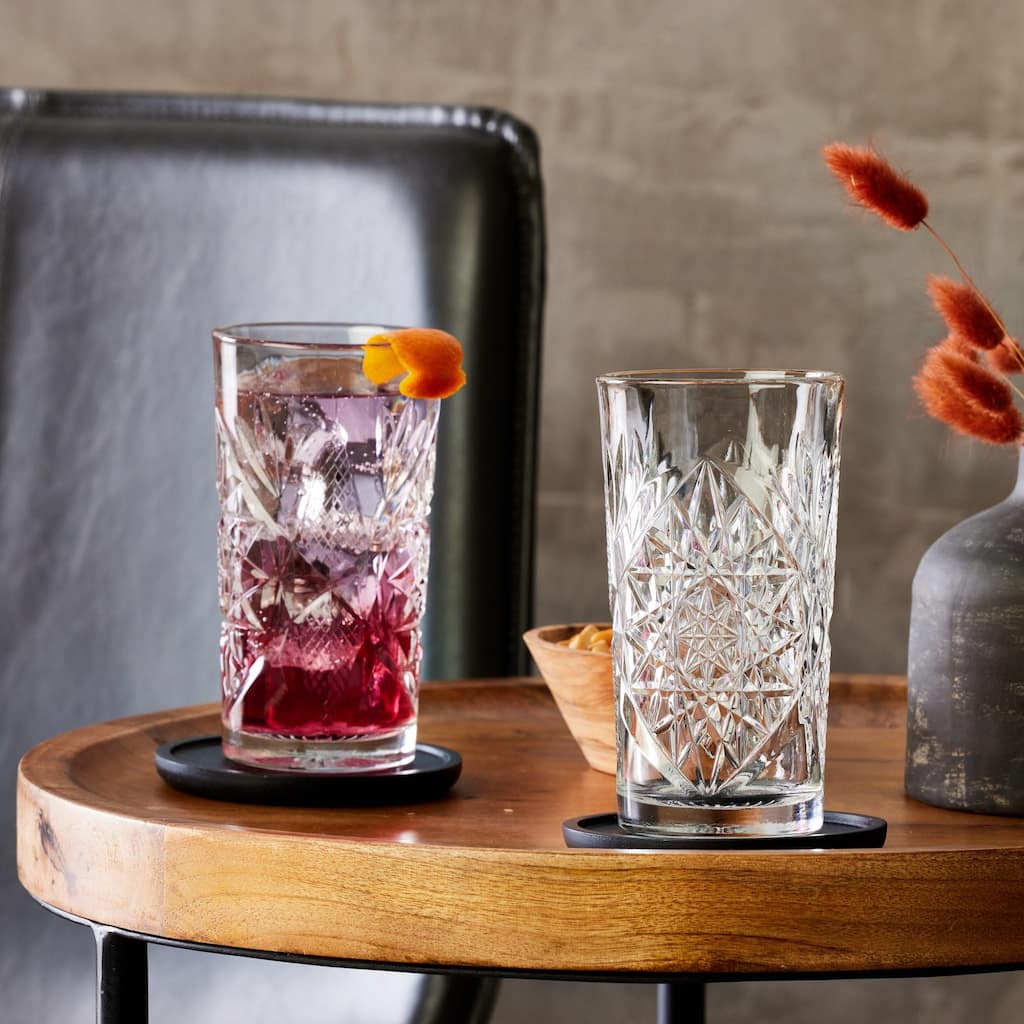 Libbey Hobstar Cooler Glasses, 16-ounce, Set of 4 - Set of 4