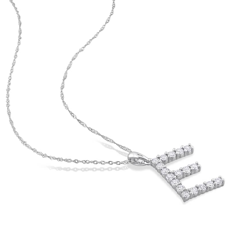 Miadora 1ct TDW Diamond 'E' Initial Necklace in 10k White Gold