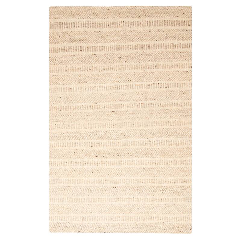 ECARPETGALLERY Braid weave Sienna Beige Wool Rug - 5'1 x 7'7