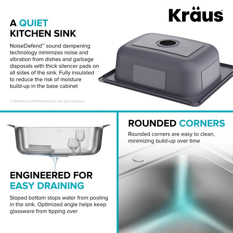 KRAUS Premier Drop In Top Mount 18 gauge Stainless Steel Kitchen Sink