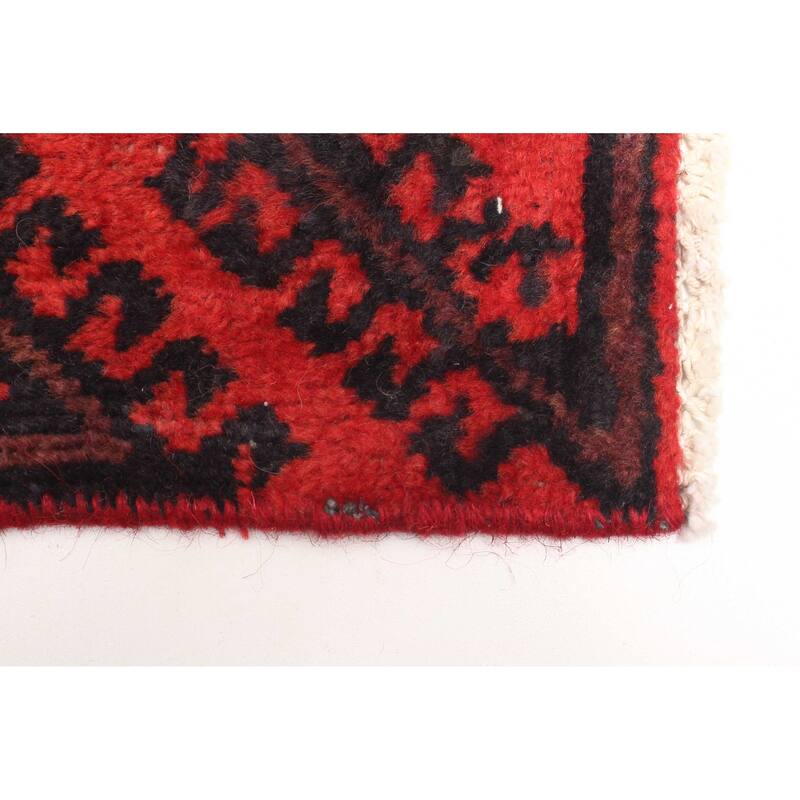 ECARPETGALLERY Hand-knotted Baluch Red Wool Rug - 3'2 x 7'5
