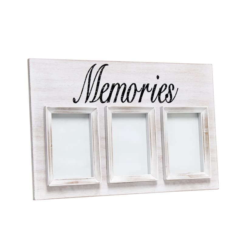 "Memories" Rustic Wooden Collage Photo Frame - 23" - White and Black