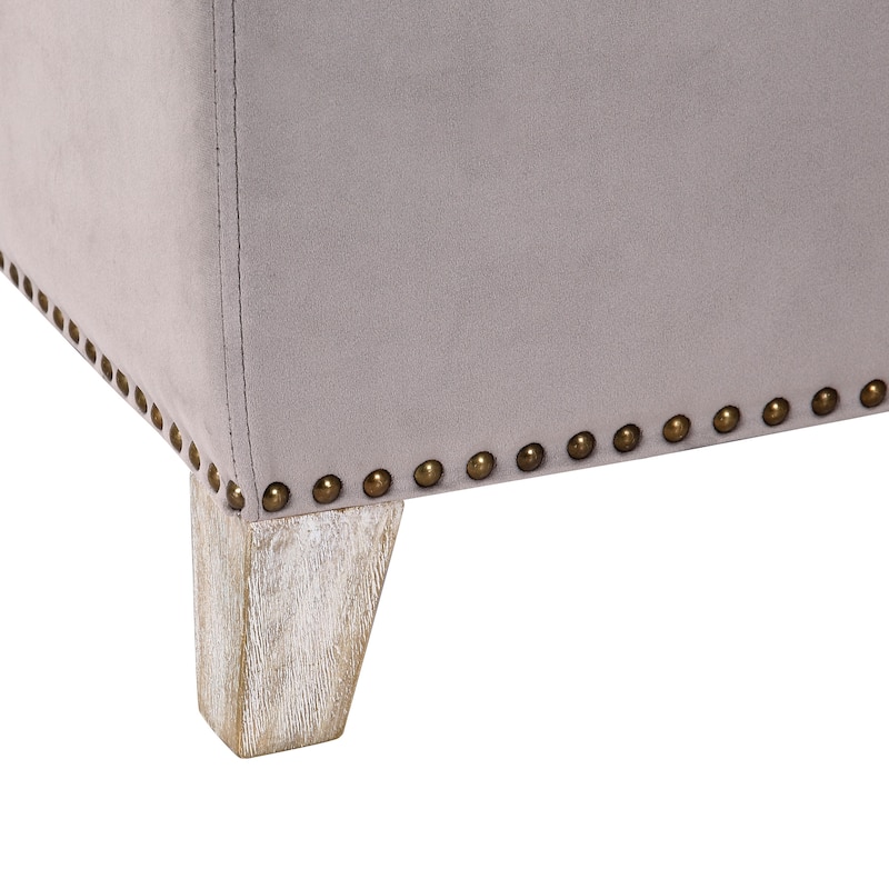 29.5" Wide Velvet Tufted Square Ottoman With Storage