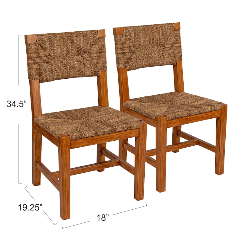 Willowbrook Solid Wood and Natural Woven Seagrass Rope Counter Stool