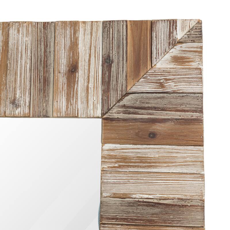 Glitzhome Set of 2 39.75"H Farmhouse Rectangle Wooden Frame Wall Mirrors - 30"L x 39.5"H
