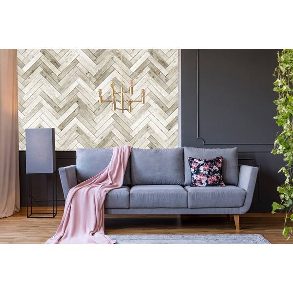 Wood Parquet Removable Wallpaper 10'ft H x 24''inch W Bed Bath