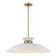 preview thumbnail 2 of 3, Perkins 1 Light Large Pendant Matte White with Burnished Brass