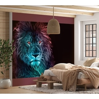 Peel & Stick Animal Wall Mural - Abstract Lion Blue Light - Removable ...