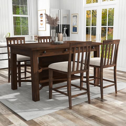 Furniture of America Deblynn Rustic Oak 5-piece Counter Height Set