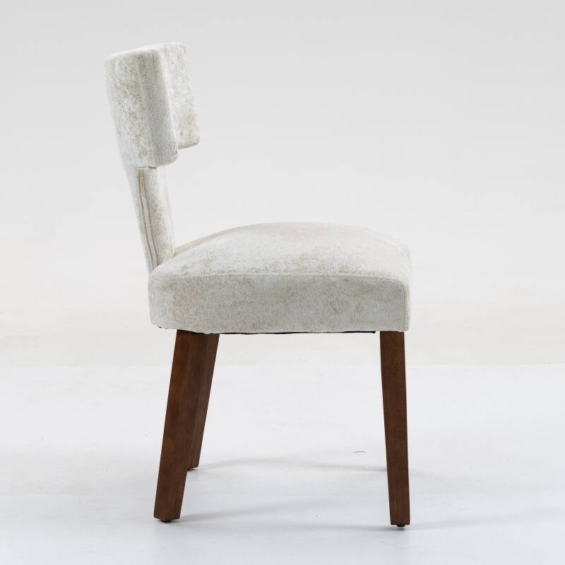 Linen Upholstered Dining Chairs Set of 2, Ergonomic Armless Side Chairs, Kitchen Chairs with Curved Back & Hardwood Frame