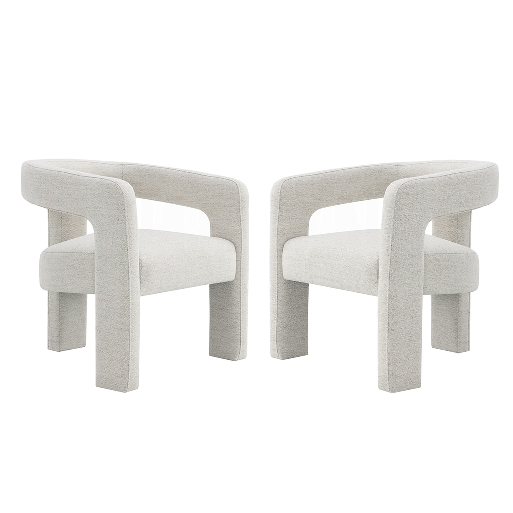 Set of 2 Boucle Upholstered Dining Chairs in Beige